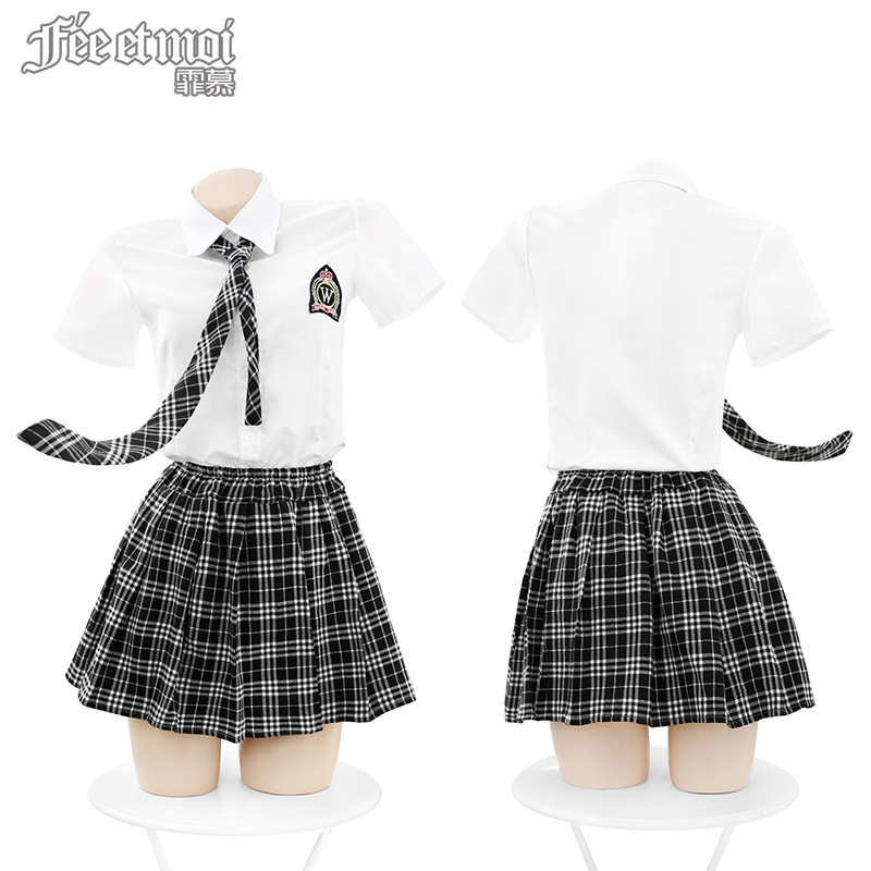 学院风格子JK制服套装 纯欲白衬衫 甜美短裙-美咻咻商城