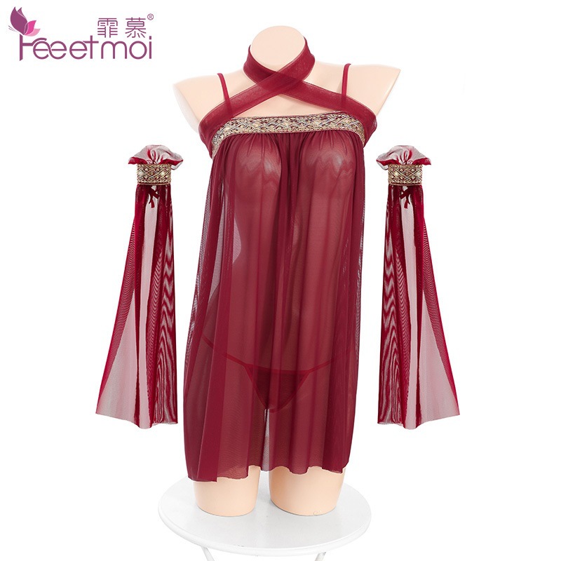 珠片织带开衩露臀红娘装 古风汉服 纯欲肚兜-美咻咻商城