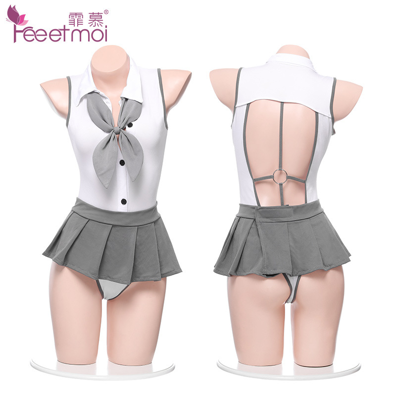 学院风露背连体衣JK制服 清纯领结 百褶短裙-美咻咻商城