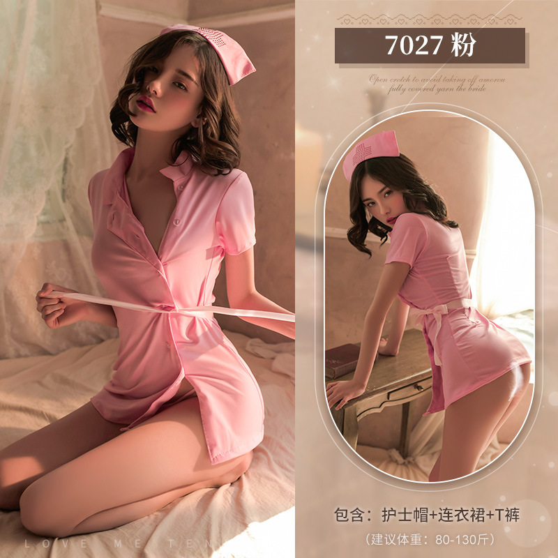 性感短袖护士套装 束身绑带 齐臀上衣-美咻咻商城