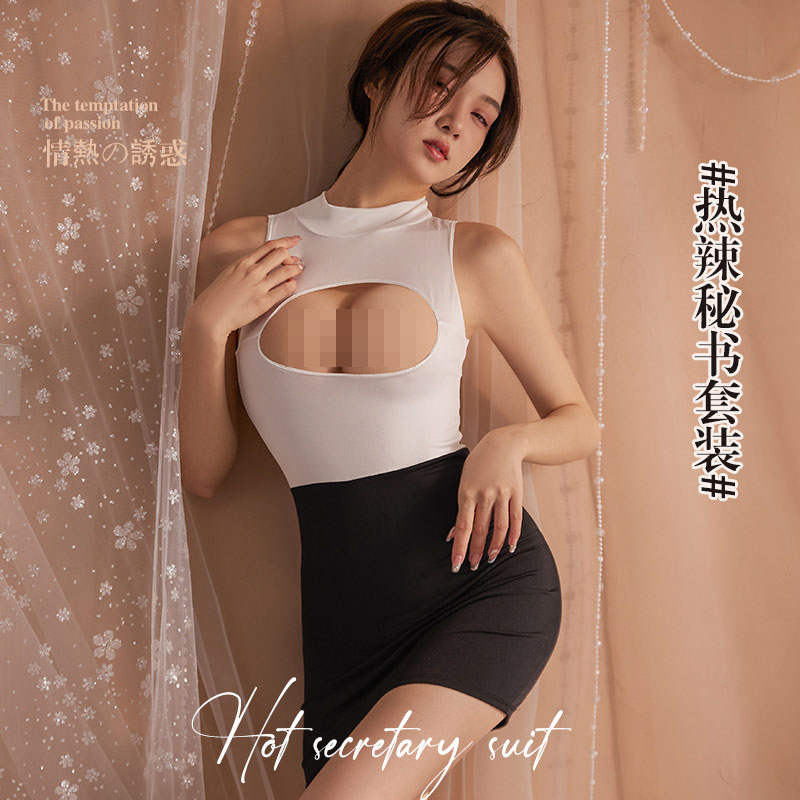 热辣秘书连体衣制服套装 酥胸小露 性感包臀-美咻咻商城