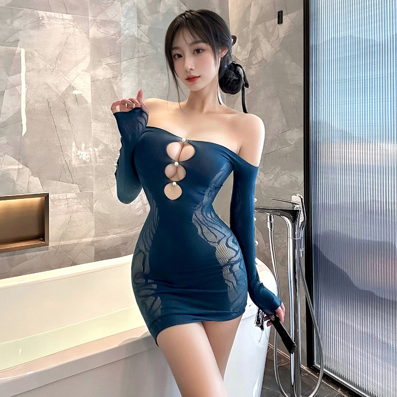 水月明珠网眼修身包臀裙 性感镂空 心机显瘦-美咻咻商城