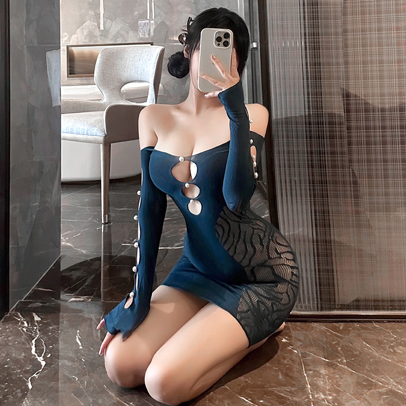 水月明珠网眼修身包臀裙 性感镂空 心机显瘦-美咻咻商城