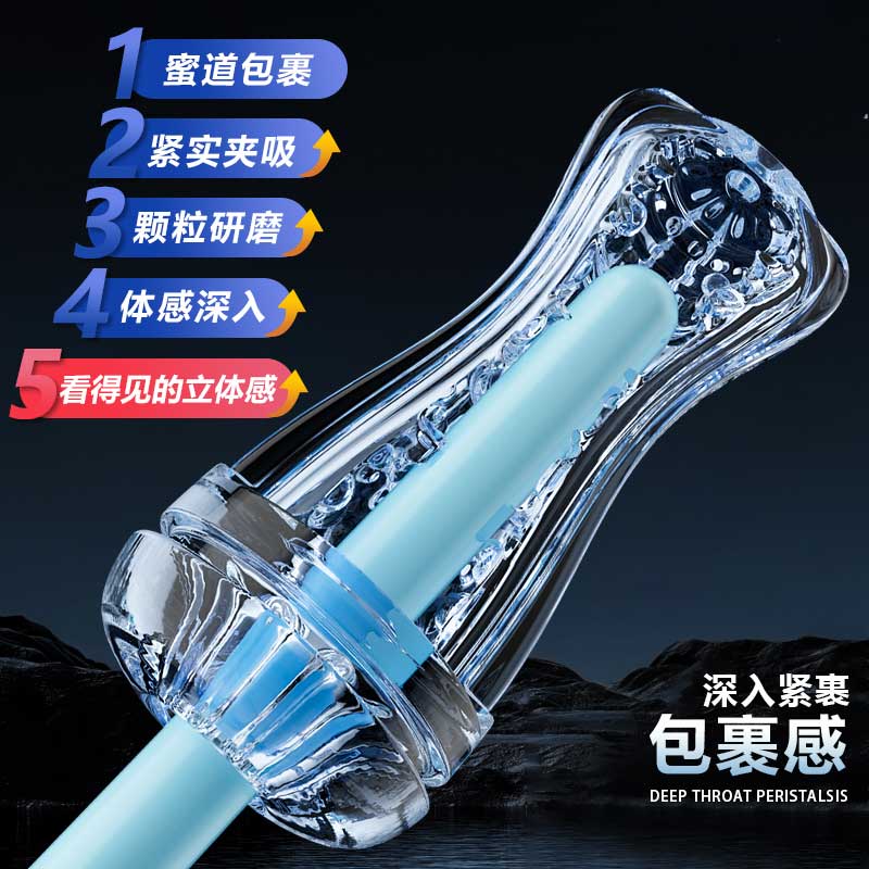 久爱透明手动飞机杯 螺旋吮吸 边看边玩-美咻咻商城