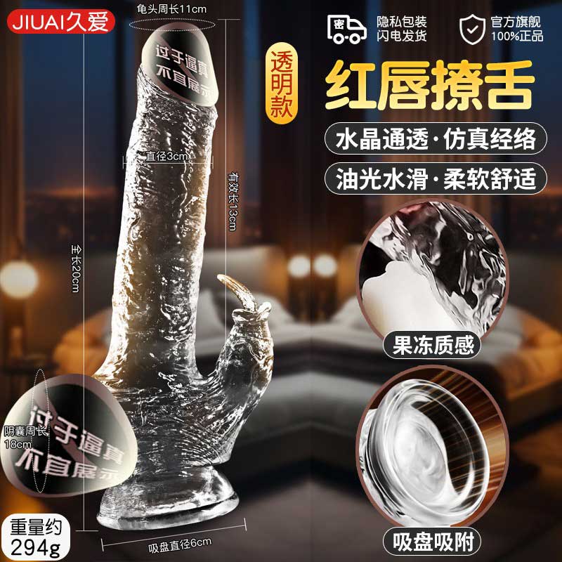 仿真手动水晶透明阳具 水滑通透 柔软舒适-美咻咻商城