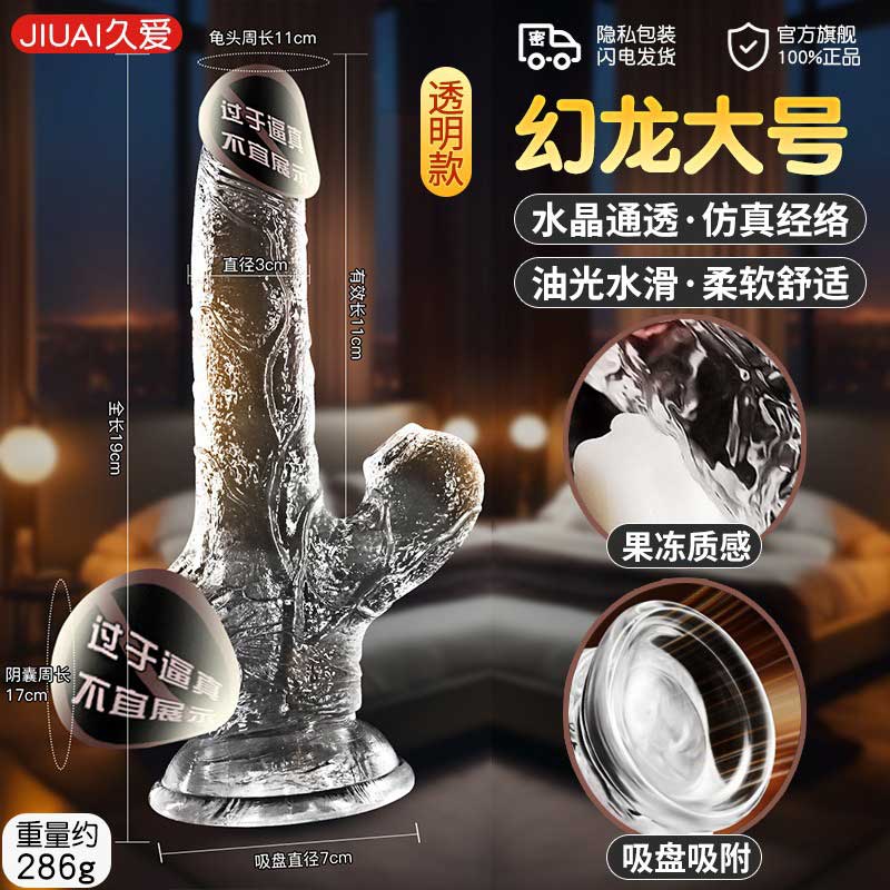 仿真手动水晶透明阳具 水滑通透 柔软舒适-美咻咻商城