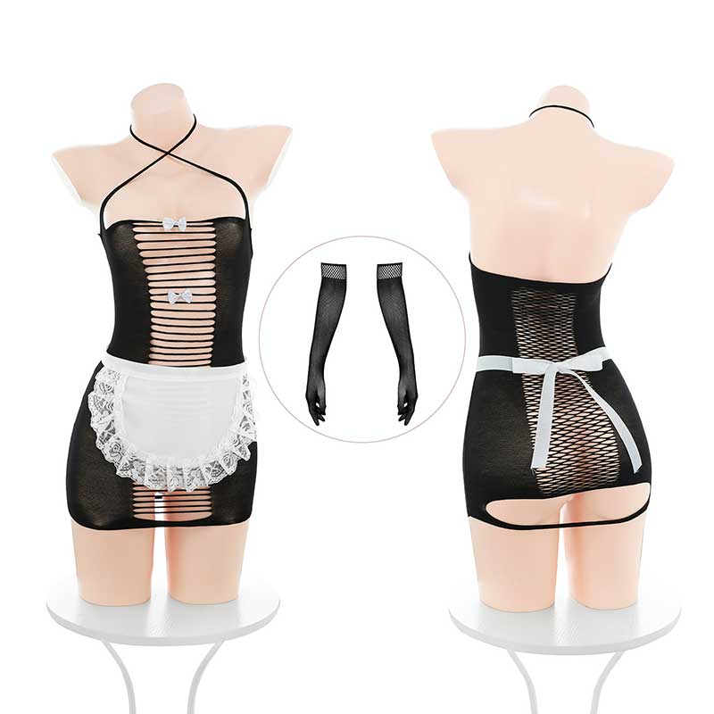 娇俏女仆可撕露臀网衣制服 透视低胸-美咻咻商城