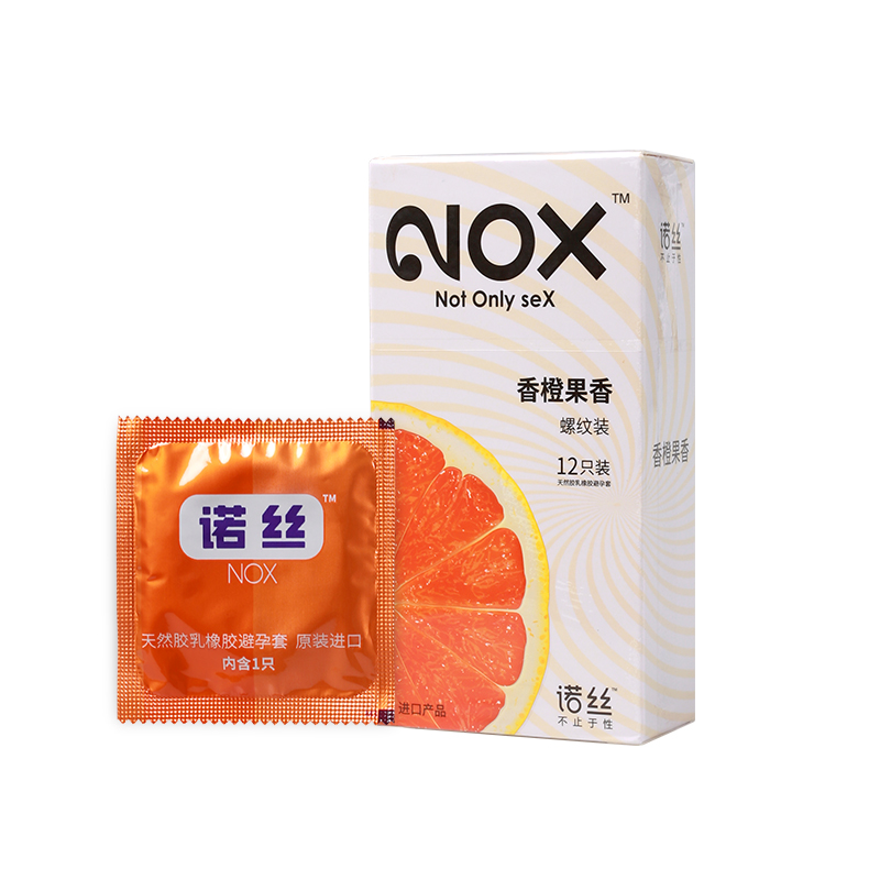 诺丝 螺纹G点刺激天然乳胶香橙味12只装-美咻咻商城