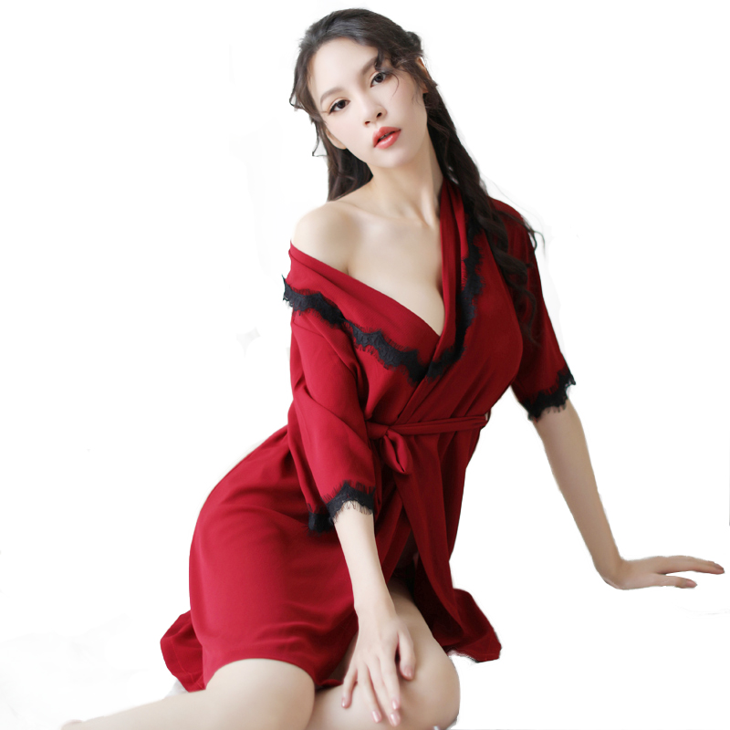 柠檬物语 女式丝滑睡衣透视装系带睡裙-美咻咻商城